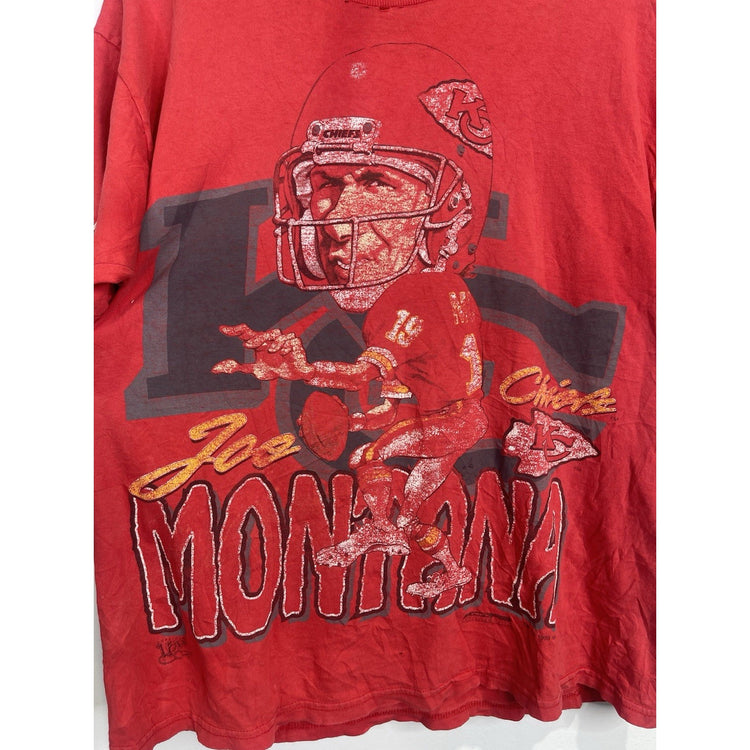 Men’s Vintage Joe Montana Kansas City Chiefs Caricature 90’s T Shirt Sz L