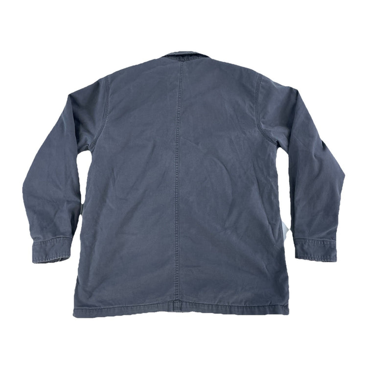 Mens Carhartt Gray Relaxed Fit Canvas Fleece Lined Button Up T Shirt Size Medium