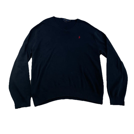 Mens Polo Ralph Lauren Size 2XL Black V Neck Sweater