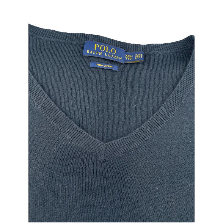 Mens Polo Ralph Lauren Size 2XL Black V Neck Sweater