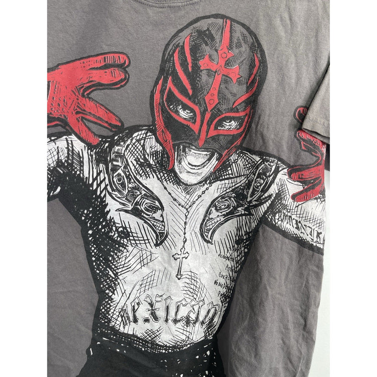 Men’s Vintage WWE Rey Mysterio T Shirt Y2K AOP Big Graphic Wrestling Sz Medium
