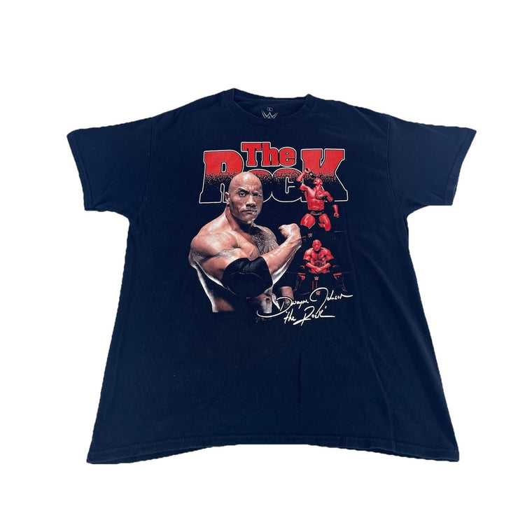 Mens Offical WWE The Rock Graphic Black Tee Size L