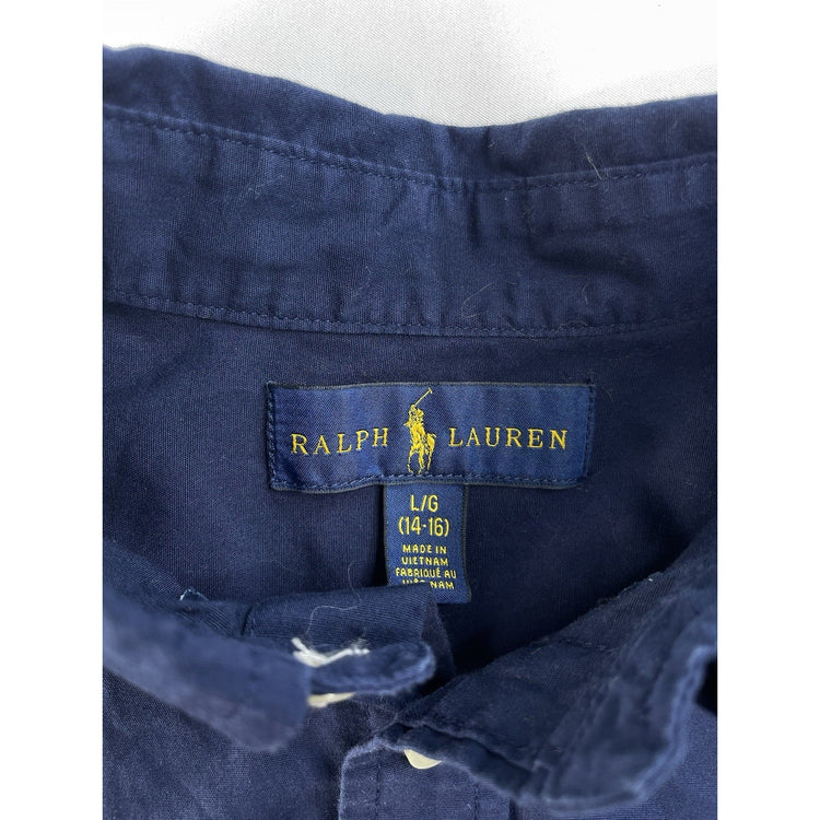 Youth Polo Ralph Lauren Navy Blue Button Down Shirt Size Large