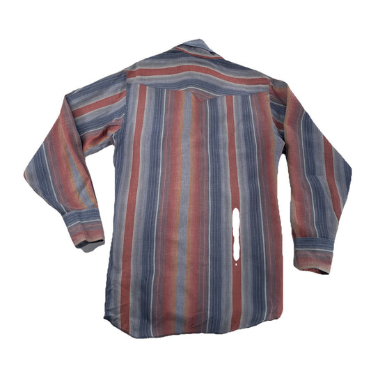 Mens Vintage Panhandle Slim, LongSleeve Western Striped ButtonUp Shirt Size 14