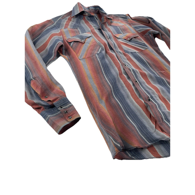 Mens Vintage Panhandle Slim, LongSleeve Western Striped ButtonUp Shirt Size 14