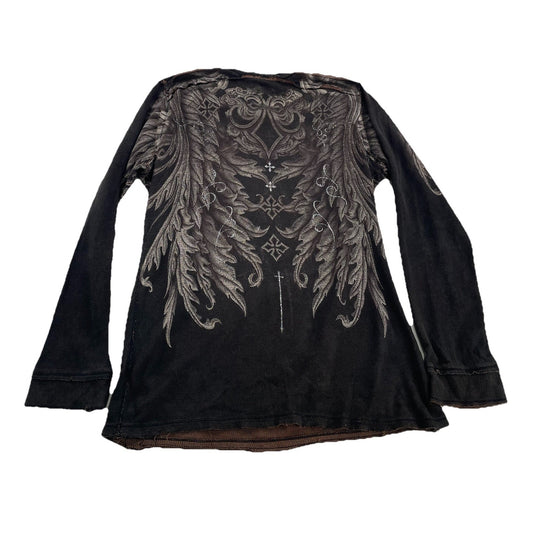 Men’s Y2K Distressed Long Sleeved Graphic Shirt Size L