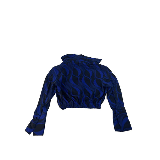 Womens Zara Blue & Black Swirl Pattern Blouse Size XS