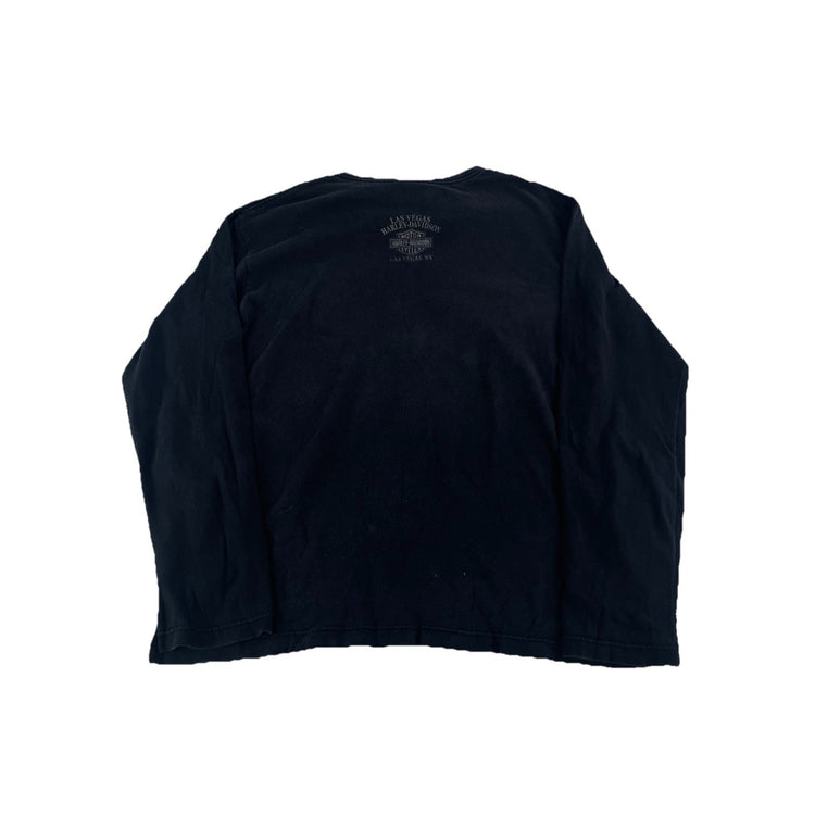 Womens Harley Davidson Black Studded Eagle Long Sleeve T Shirt Size Large