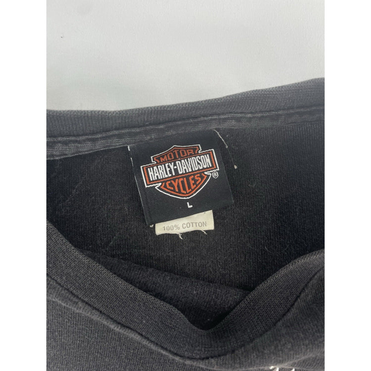 Womens Harley Davidson Black Studded Eagle Long Sleeve T Shirt Size Large