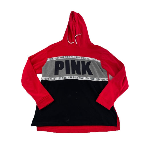 Womens Victoria’s Secret PINK Red & Black Hooded Sweater Size Small