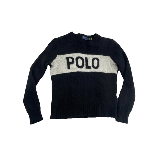 Womens Polo Ralph Lauren Size Medium Black Wool-cashmere Polo Sweater