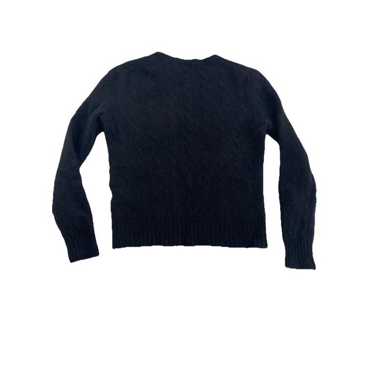 Womens Polo Ralph Lauren Size Medium Black Wool-cashmere Polo Sweater