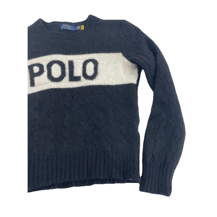 Womens Polo Ralph Lauren Size Medium Black Wool-cashmere Polo Sweater