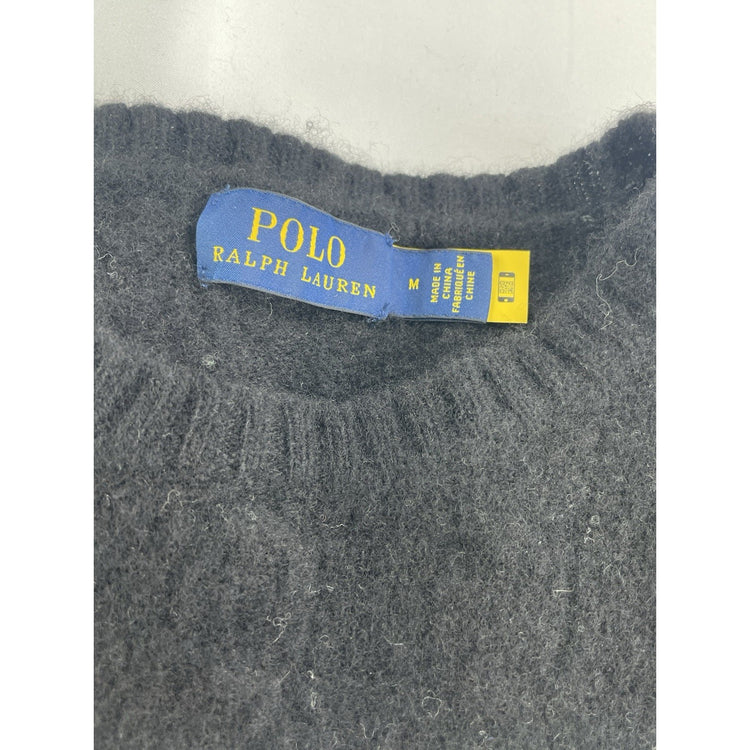 Womens Polo Ralph Lauren Size Medium Black Wool-cashmere Polo Sweater
