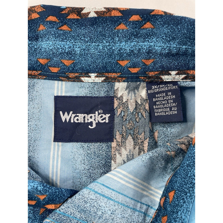 Mens Vintage Wrangler Retro-Style Long-Sleeve Western SnapDown Shirt Size 3xl