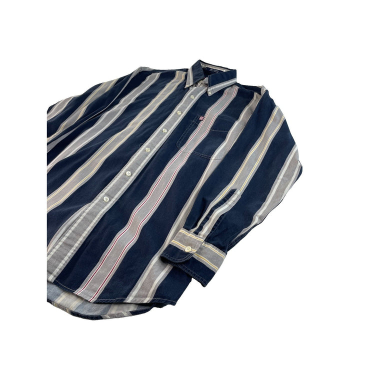 Men Chaps Striped Long Sleeve Button Down Shirt Size S