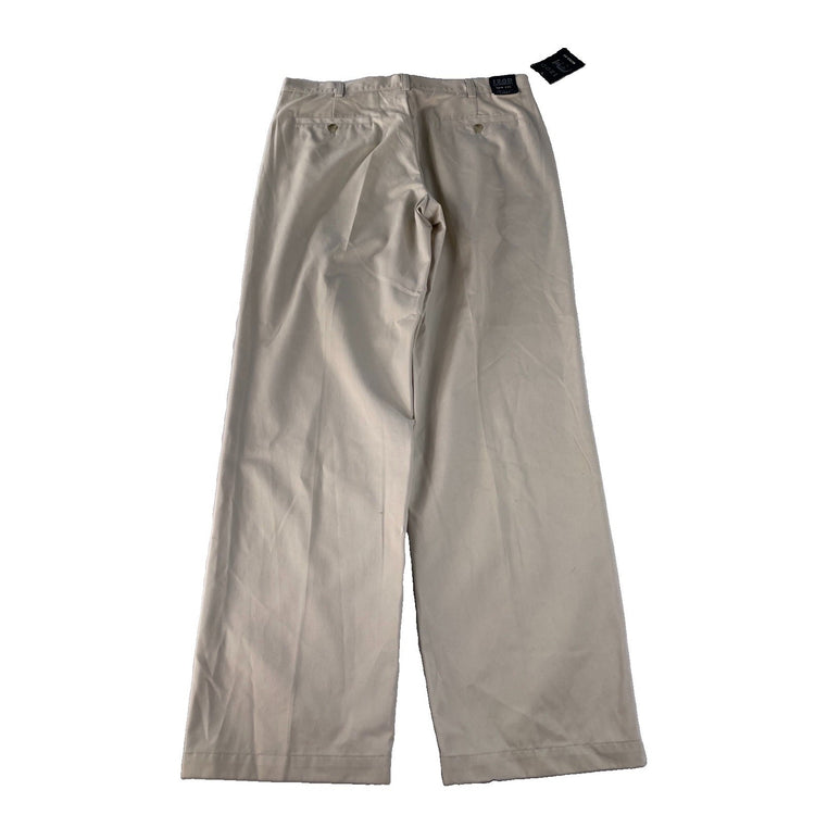 Mens Izod Performance NWT Khaki Tan Metrix Fit Flat Front Chino Pants SIZE 36x3
