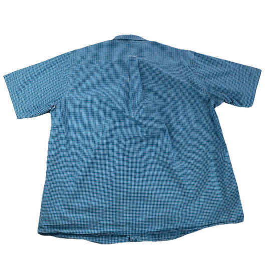 Mens Ariat Pro Series |Stretch|Teal Plaid Pattern Button Up Tee Size Xl
