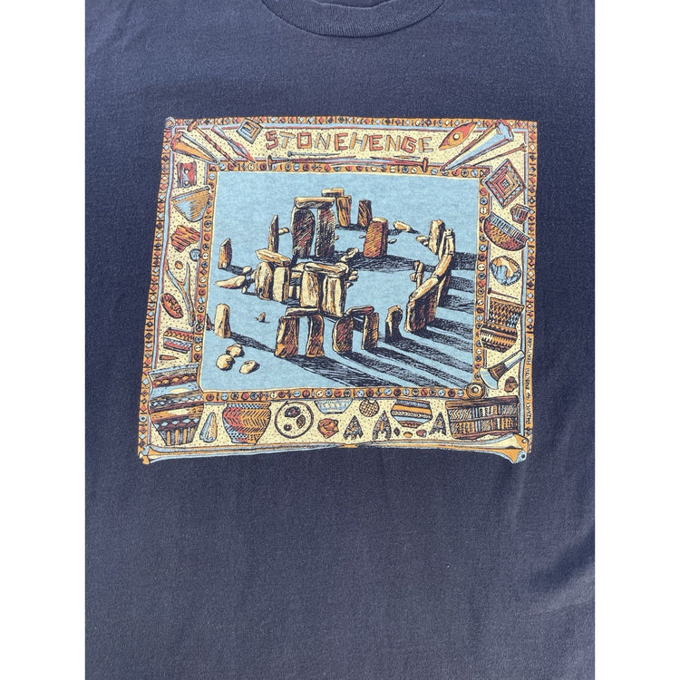 Mens Vintage Stonehenge Graphic Razuki English Heritage Black Tee Size Xl