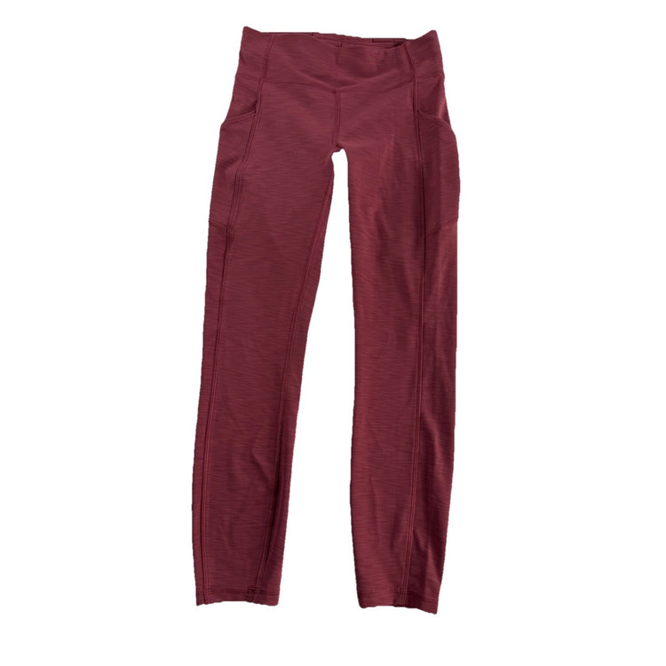Lululemon Heatherd Maroon Leggings with Pockets Size 6