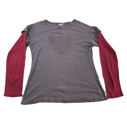 Women’s Harley Davidson Red&Gray Longsleeve Shirt Size XL