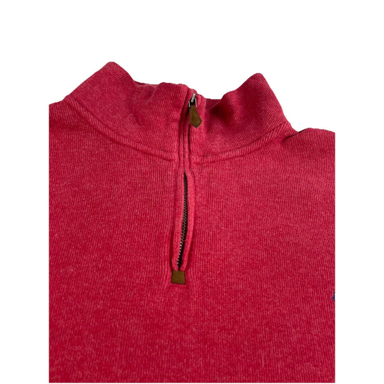Mens Polo Ralph Lauren Size XL Red Quarter Zip Sweater With Navy Blue Pony Logo