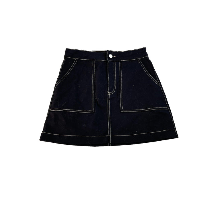 Womens Zara Black Contrast Stitch Mini Skirt Size S