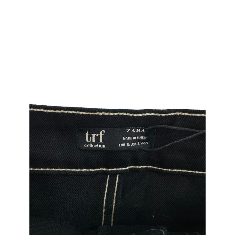 Womens Zara Black Contrast Stitch Mini Skirt Size S