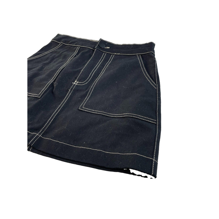 Womens Zara Black Contrast Stitch Mini Skirt Size S