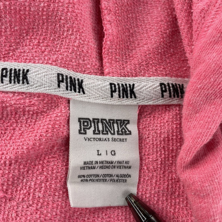 Womens Victoria’s Secret PINK Size Large Pink Zip Up Jacket With Leopard Print