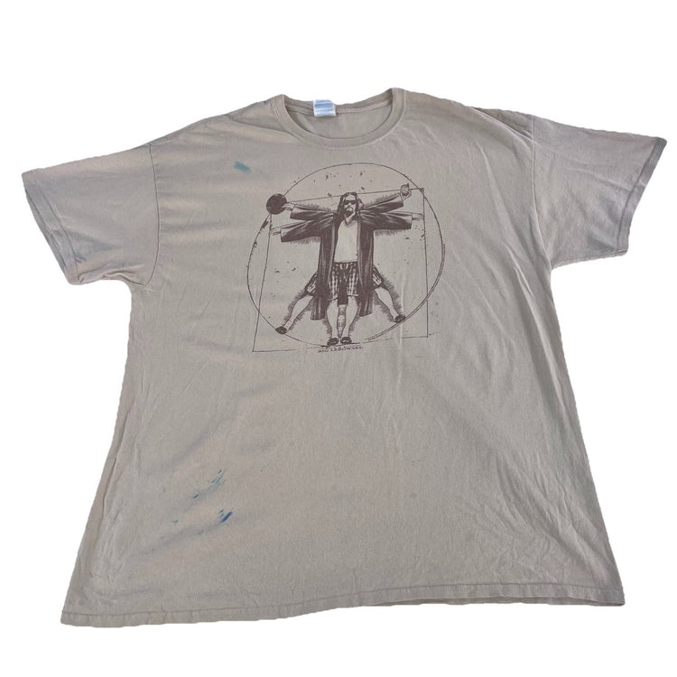 Mens Gilan Tan “The Big Lebowski Vitruvius Dude” Graphic T-Shirt Size Xl