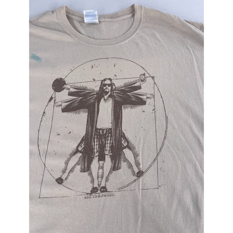 Mens Gilan Tan “The Big Lebowski Vitruvius Dude” Graphic T-Shirt Size Xl