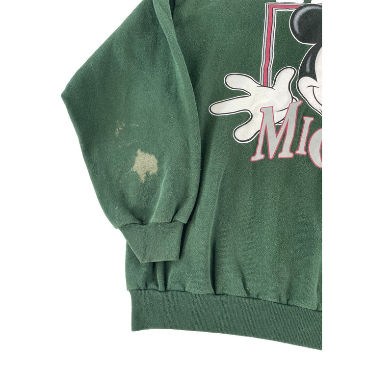 Mens Vintage Disney Micky Graphic Crewneck Sweatshirt Dark Green Size Xl