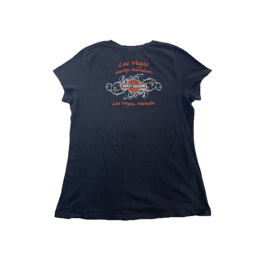 Womens Harley Davidson Black Graphic T-Shirt Size XL