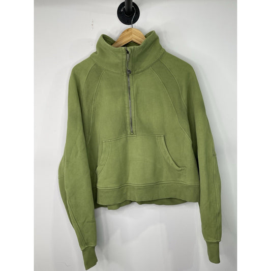 Women’s LuLu Lemon Cotton & Rib knit Green Cropped Zip Up Jacket XXL/XL