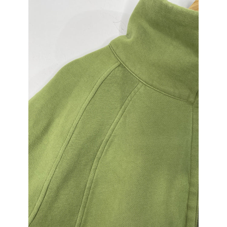 Women’s LuLu Lemon Cotton & Rib knit Green Cropped Zip Up Jacket XXL/XL
