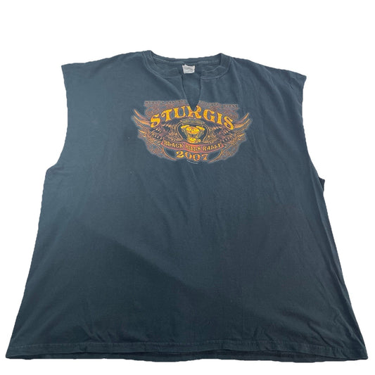 Men’s Gildan Basic Black Graphic Sleeveless Cut V-Neck Shirt Size 3XL