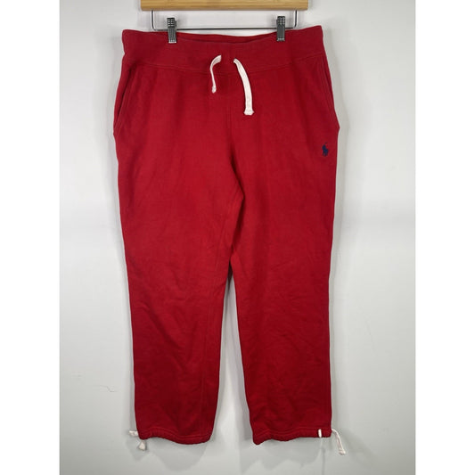 Polo Ralph Lauren Mens Red Fleece Sweatpants Joggers With Blue Pony Size Small