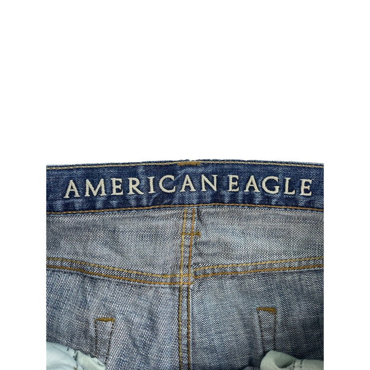 Mens American Eagle Low Rise Bootcut Jeans Blue Distressed Denim Size 34x32