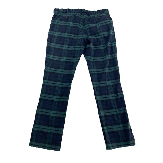 Polo Ralph Lauren Pants Mens 36 X 32 Stretch Slim Fit Green Blue Tartan Plaid