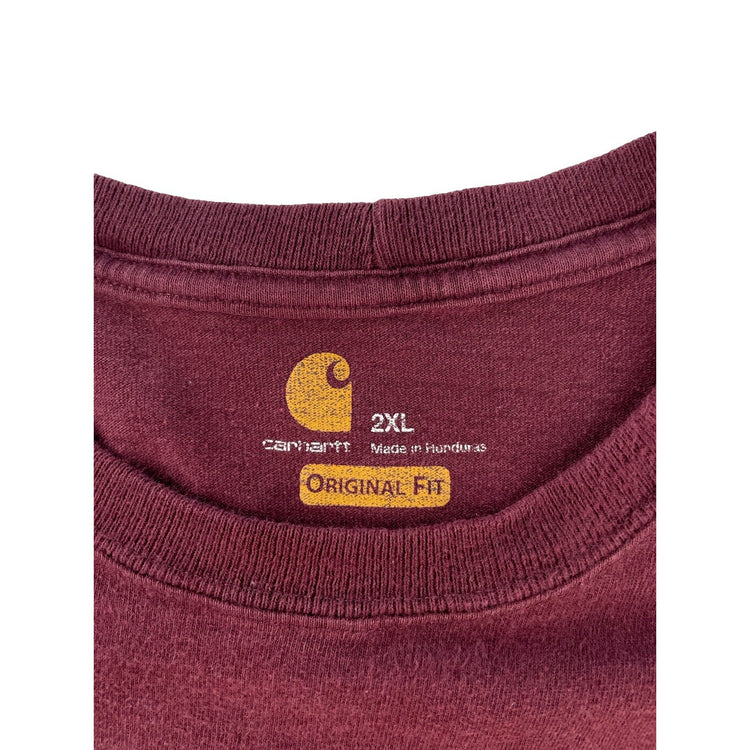 Mens Carhartt Maroon Orignal Fit Short Sleeve Pocket T-Shirt Size 2XL