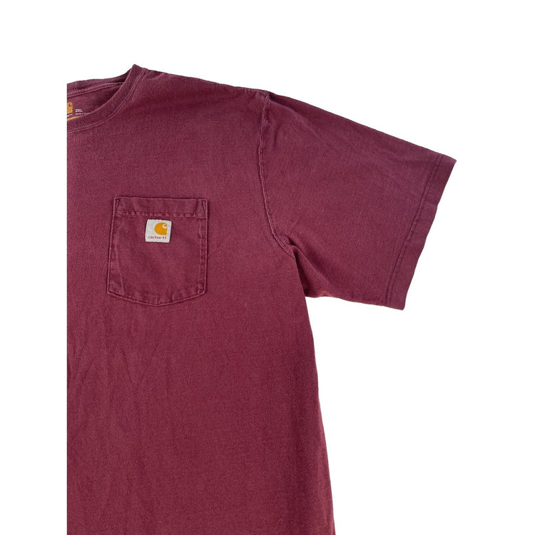 Mens Carhartt Maroon Orignal Fit Short Sleeve Pocket T-Shirt Size 2XL