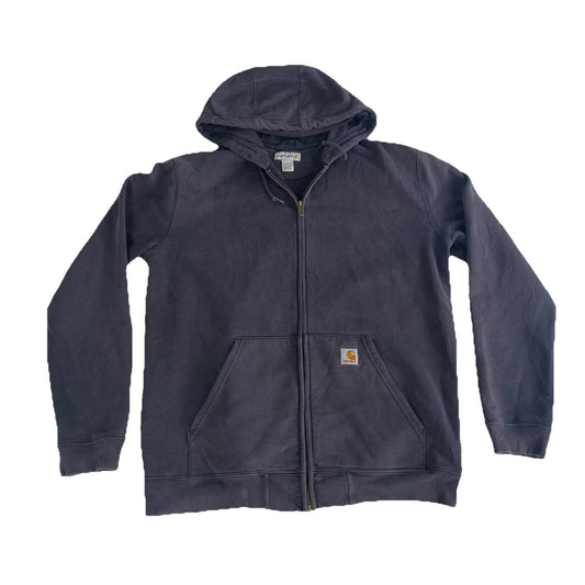 Mens Vintage Carhartt Faded Gray Full Zip Hooded Jacket Street wear Size L