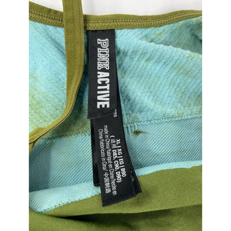 Womens PINK Active Green & Blue Sports Bra Size XL