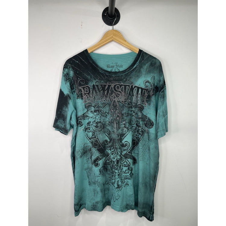 Mens Y2k RAW STATE Turquoise Size 2xl T-shirt