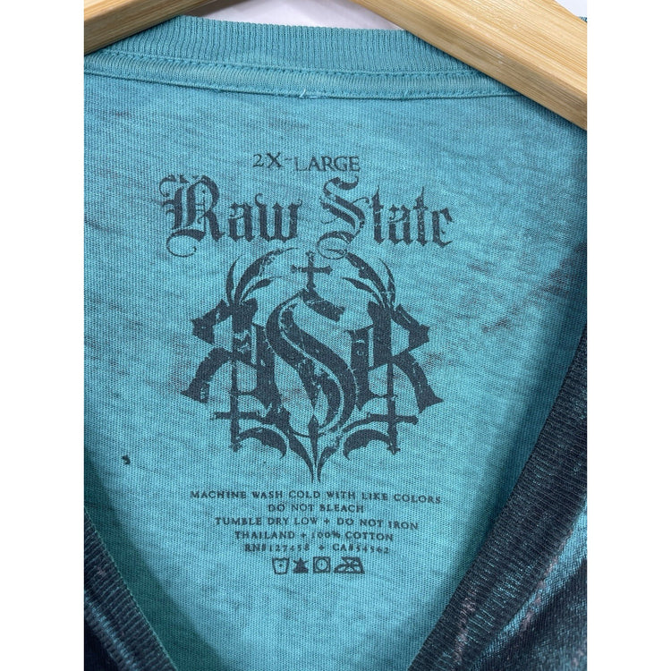 Mens Y2k RAW STATE Turquoise Size 2xl T-shirt