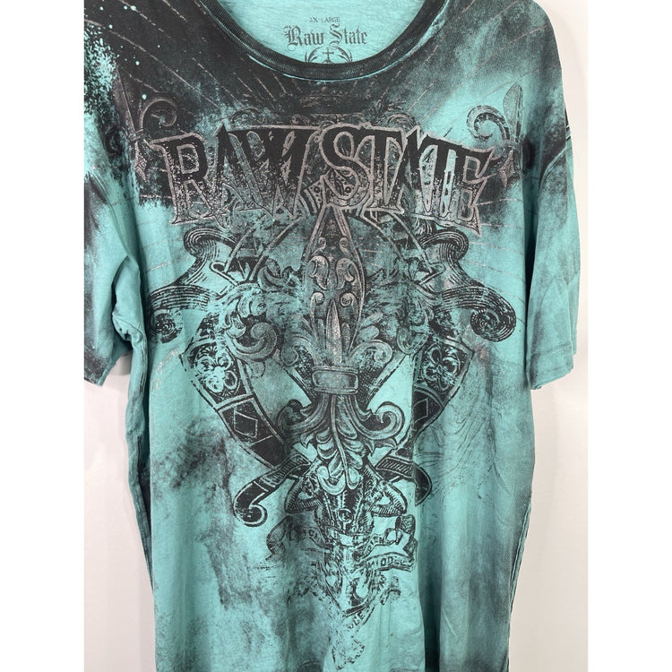 Mens Y2k RAW STATE Turquoise Size 2xl T-shirt