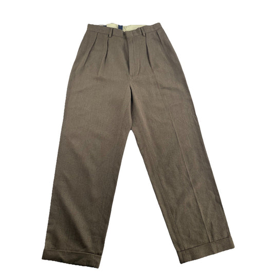 Mens Ralph Lauren Size 32X30 Brown Double Pleated High Waisted Pants