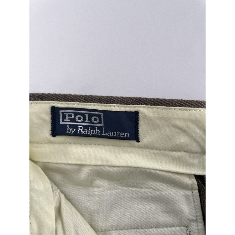 Mens Ralph Lauren Size 32X30 Brown Double Pleated High Waisted Pants