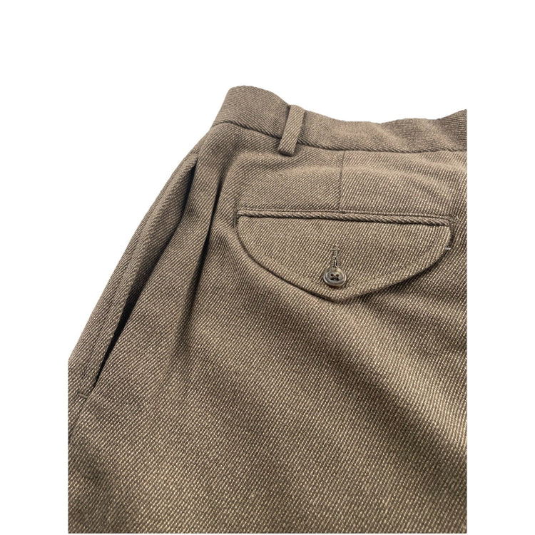 Mens Ralph Lauren Size 32X30 Brown Double Pleated High Waisted Pants